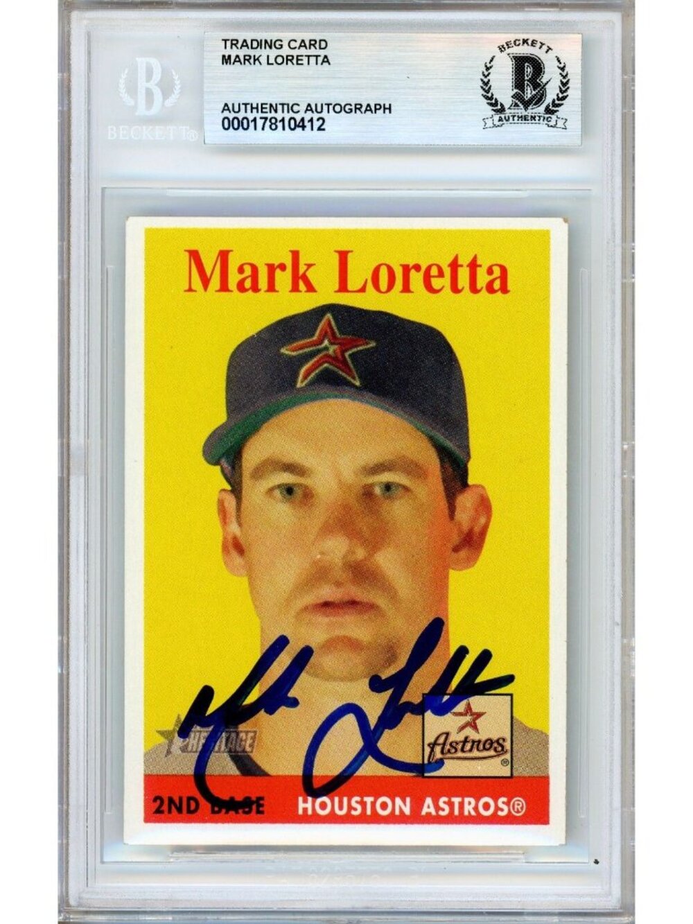 Mark Loretta Signed 2007 Topps Heritage #319 Astros Beckett BAS Slabbed Auto MLB